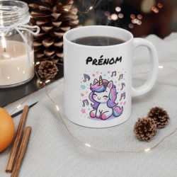 Tasse Licorne Personnalisée Prénom – Mug Kawaii Arc-en-Ciel Fille – Cadeau Enfant Magique Céramique 325ml