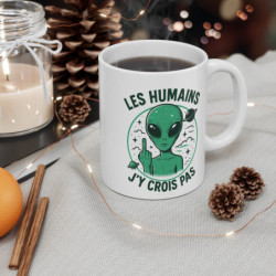 Mug Humour Alien Sarcastique – Cadeau Science-Fiction et Geek – Illustration Extraterrestre et Planètes