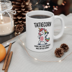 Tasse Céramique 325ml “Tatiecorn” – Mug Licorne Arc-en-Ciel – Cadeau Humour Original