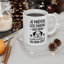 Tasse Céramique 325ml “Je Préfère les Chiens aux Gens” – Mug Humour Chien – Cadeau Amoureux des Animaux
