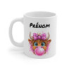 Tasse Personnalisable Vache Bubble Gum – Mug Prénom Kawaii Nœud Rose – Cadeau Animal Mignon 325ml