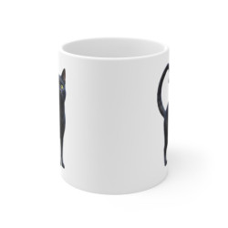 Mug Chat Noir Élégant – Tasse Céramique Chat Réaliste aux Yeux Verts – Cadeau Amoureux des Chats 325ml