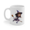 Mug Sorcière Halloween – Tasse Céramique 325ml avec Illustration Petite Sorcière sur Balai – Cadeau Magique