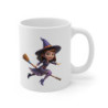 Mug Sorcière Halloween – Tasse Céramique 325ml avec Illustration Petite Sorcière sur Balai – Cadeau Magique