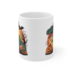 Mug Dinosaure Halloween 325ml – Tasse Céramique T-Rex Citrouilles Chauves-Souris – Cadeau Café Thé Effrayant