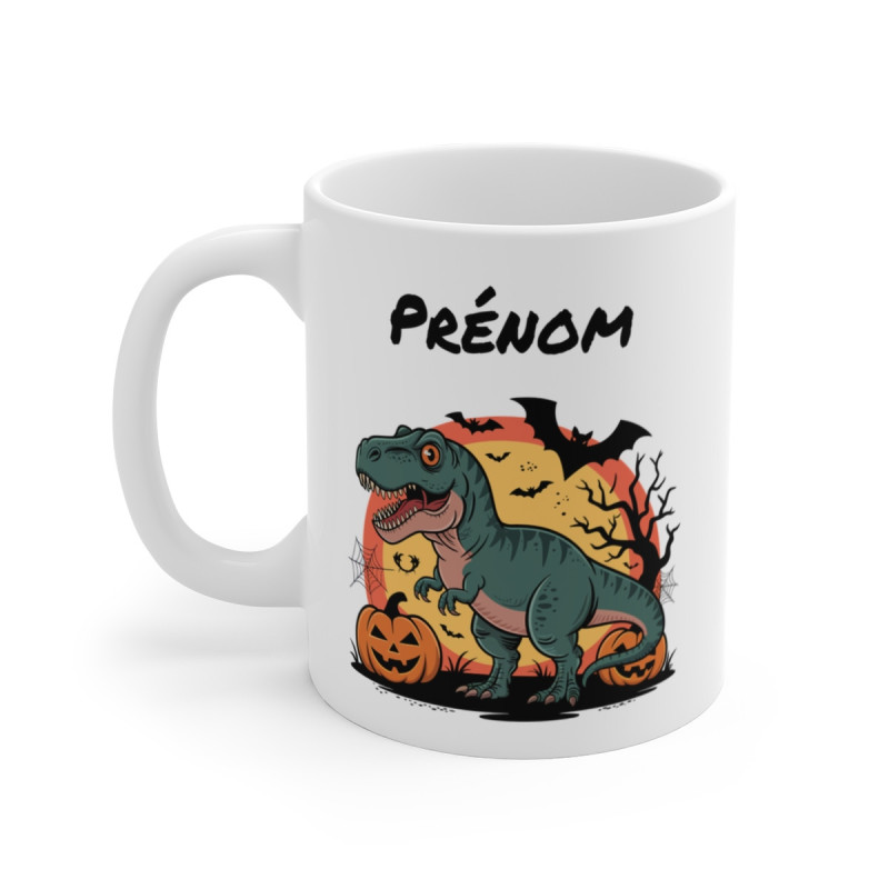Tasse Personnalisable Dinosaure Halloween 325ml – Mug T-Rex Citrouilles Chauves-Souris