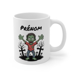 Tasse Personnalisable Zombie Halloween 325ml – Mug Cartoon Effrayant avec Prénom