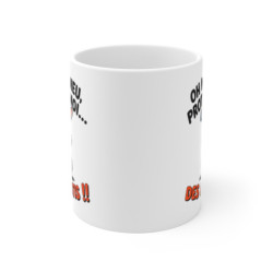 Mug Humour Lapin 325ml – Tasse Céramique Drôle “Protège-Moi des Abrutis” – Cadeau Original Sarcastique