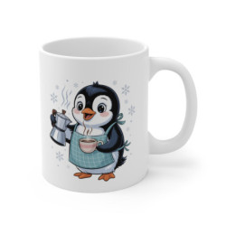 Mug Pingouin Hiver 325ml – Tasse Céramique Café Flocons de Neige – Cadeau Original Mignon