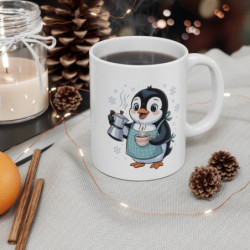 Mug Pingouin Hiver 325ml – Tasse Céramique Café Flocons de Neige – Cadeau Original Mignon