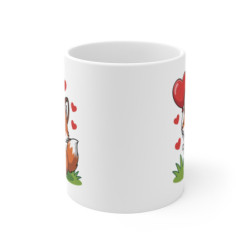 Mug Renard Mignon 325ml – Tasse Céramique Cœur Rouge Cartoon – Cadeau Amour Original