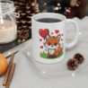 Mug Renard Mignon 325ml – Tasse Céramique Cœur Rouge Cartoon – Cadeau Amour Original