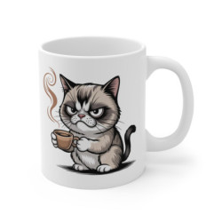 Mug Chat Grognon 325ml – Tasse Céramique Café Matin Cartoon – Cadeau Drôle Original