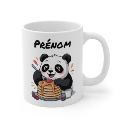 Tasse Personnalisable Panda 325ml – Mug Mignon Pancakes Sirop Fruits avec Prénom – Cadeau Original Céramique