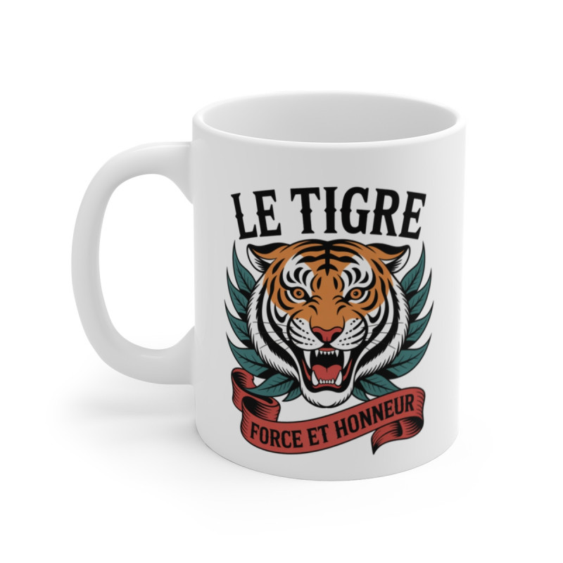 Tasse Tigre 325ml – Mug Force et Honneur – Design Animal Puissant Motivant – Céramique Cadeau Original