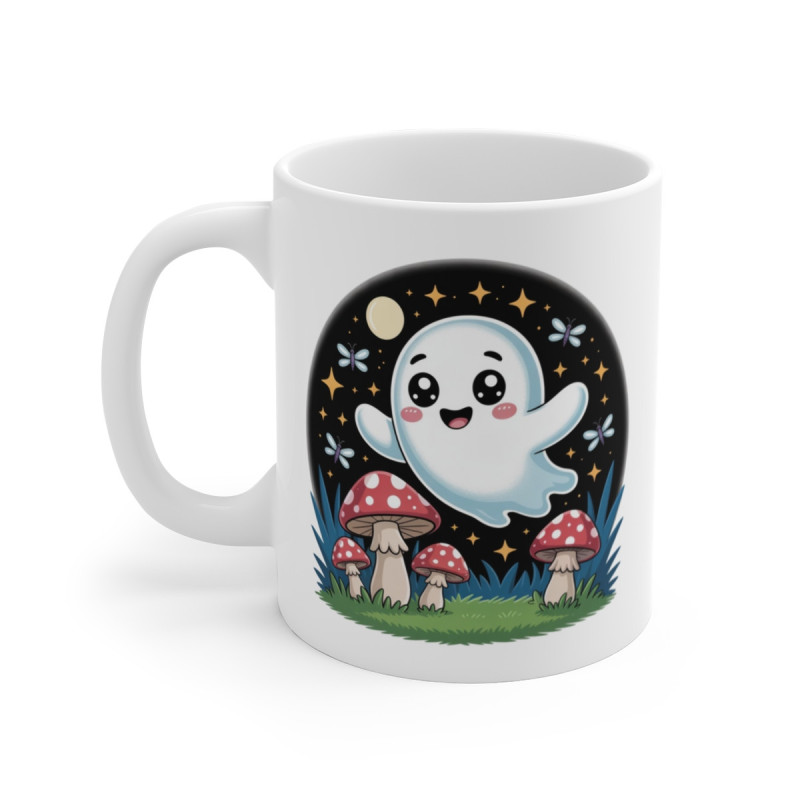 Tasse Fantôme Kawaii 325ml – Mug Mignon Halloween Nuit Étoilée – Cadeau Original Céramique
