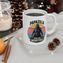 Tasse Papazilla 325ml – Mug Monstre Drôle Fête des Pères – Cadeau Original Papa Céramique