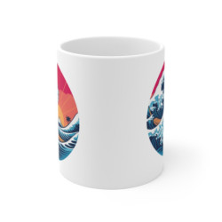 Tasse Vague Japonaise 325ml – Mug Art Océan Mont Fuji – Design Soleil Levant Style Ukiyo-e Céramique