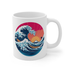Tasse Vague Japonaise 325ml – Mug Art Océan Mont Fuji – Design Soleil Levant Style Ukiyo-e Céramique