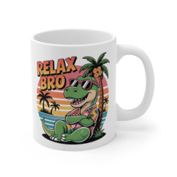 Tasse Dinosaure 325ml – Mug Humour Relax Bro – Cadeau Original Plage Vacances Céramique