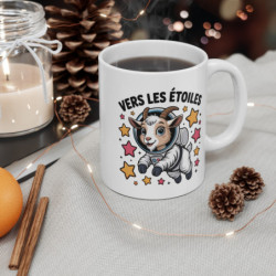 Tasse Chèvre Astronaute 325ml – Mug Kawaii Espace “Vers les Étoiles” – Cadeau Original Animaux Céramique