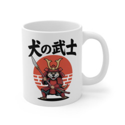 Mug Chien Samouraï 325ml – Guerrier Japonais en armure rouge avec lance – Tasse en Céramique Cadeau Original