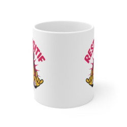Mug Reste Positif 325ml – Smiley Fun avec Casquette Rose – Tasse Motivée et Originale