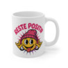 Mug Reste Positif 325ml – Smiley Fun avec Casquette Rose – Tasse Motivée et Originale