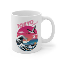 Mug Tokyo Japan – Mont Fuji & Grande Vague – Design Japonais Vintage avec Grue