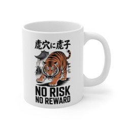 Mug Tigre Guerrier Japonais – No Risk No Reward – Tasse Motivation et Courage