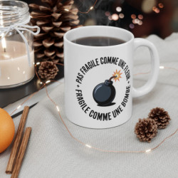 Mug Humour Citation – Tasse Céramique 325ml Pas Fragile comme une Fleur – Cadeau Original Punchline