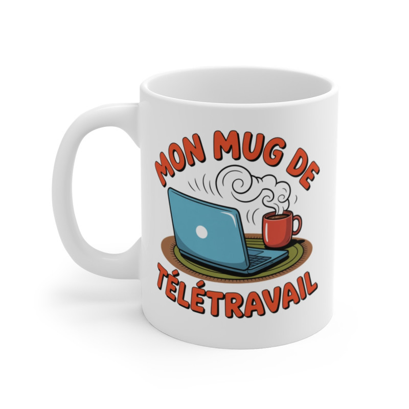 Mug Télétravail Humour – Tasse Céramique 325ml Mon Mug de Bureau – Cadeau Collègue Café à la Maison