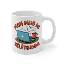 Mug Télétravail Humour – Tasse Céramique 325ml Mon Mug de Bureau – Cadeau Collègue Café à la Maison