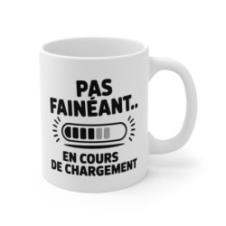 Mug Humour Geek – Tasse Céramique 325ml « Pas fainéant… en cours de chargement » – Cadeau Drôle Bureau