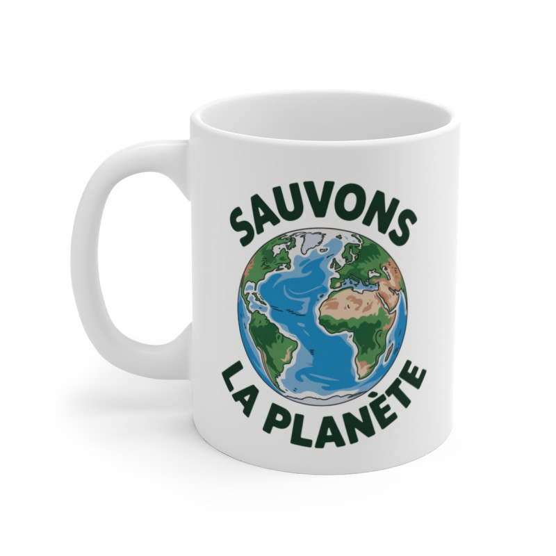 Mug Sauvons la Planète – Tasse Céramique 325ml Écologie Terre – Cadeau Écoresponsable