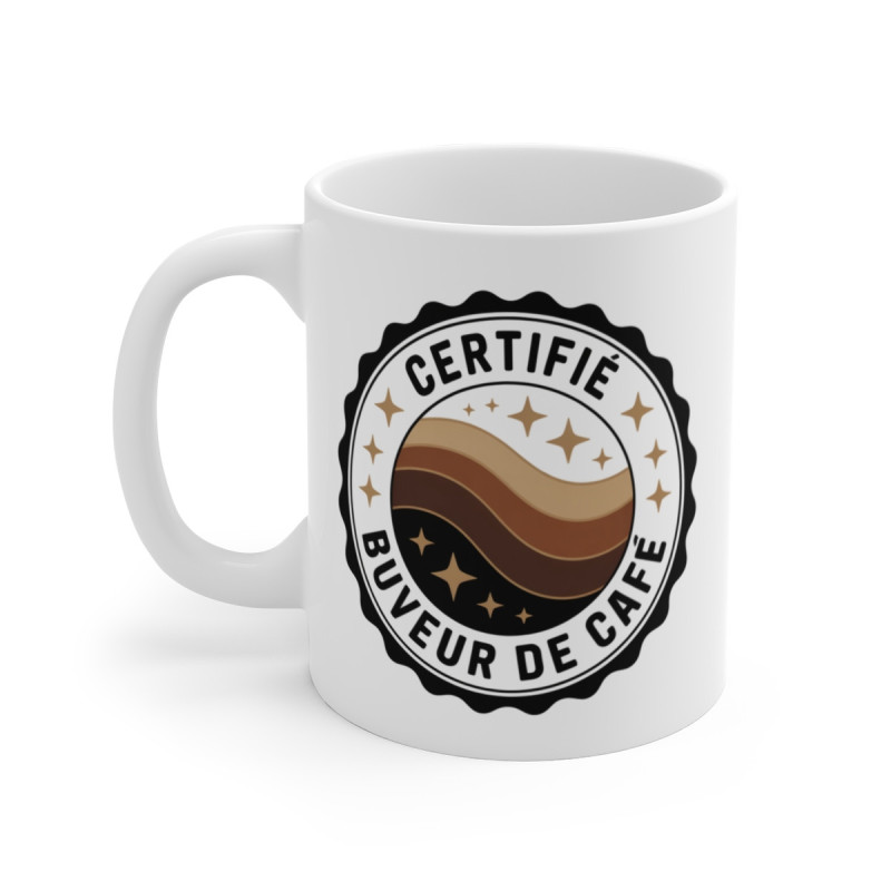 Mug Buveur de Café – Tasse Céramique 325ml Certifié Amateur Café – Cadeau Original Passionné