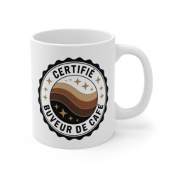 Mug Buveur de Café – Tasse Céramique 325ml Certifié Amateur Café – Cadeau Original Passionné