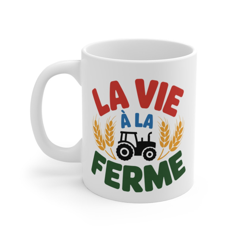 Mug La Vie à la Ferme – Tasse Céramique 325ml Tracteur et Blé – Cadeau Agriculteur Campagne