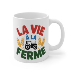 Mug La Vie à la Ferme – Tasse Céramique 325ml Tracteur et Blé – Cadeau Agriculteur Campagne