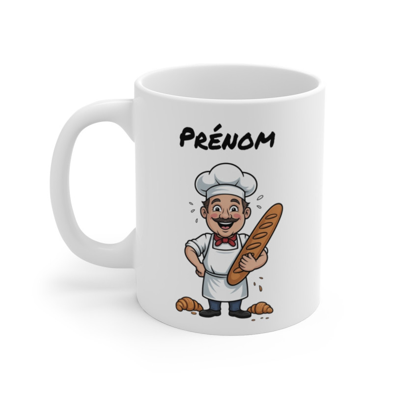 Mug Boulanger – Tasse Céramique 325ml avec Illustration Humoristique du Boulanger