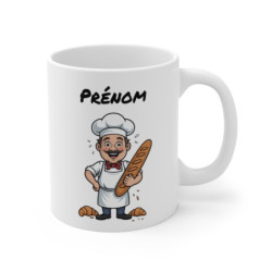 Mug Boulanger – Tasse Céramique 325ml avec Illustration Humoristique du Boulanger