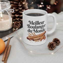 Tasse Meilleur Boulanger du Monde 325ml – Mug Céramique Pain et Croissant – Cadeau Original
