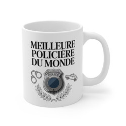Tasse Meilleure Policière du Monde 325ml – Mug Céramique Badge Police et Voiture