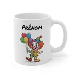 Tasse Personnalisable Clown Ballons 325ml – Mug Céramique Cartoon avec Prénom – Cadeau Drôle Cirque Enfant ou Adulte
