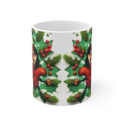 Tasse Noël 325ml – Mug Céramique Renard Cartoon avec Bonnet et Écharpe – Cadeau Original Fêtes Hiver
