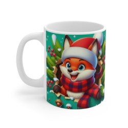 Tasse Noël 325ml – Mug Céramique Renard Cartoon Bonnet et Écharpe