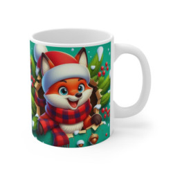 Tasse Noël 325ml – Mug Céramique Renard Cartoon Bonnet et Écharpe – Cadeau Original Hiver et Fêtes