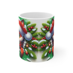 Tasse Noël 325ml – Mug Céramique Renard Cartoon Bonnet et Écharpe – Cadeau Original Hiver Chocolat Chaud