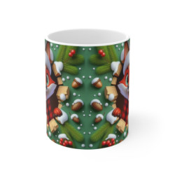 Tasse Noël 325ml – Mug Céramique Renard Cartoon avec Bonnet et Écharpe – Cadeau Original Hiver Fêtes