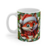 Tasse Noël 325ml – Mug Céramique Renard Cartoon avec Bonnet et Écharpe – Cadeau Original Hiver Fêtes